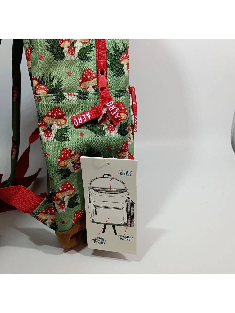 Aeropostale Mushroom Backpack Fern Toadstool 16.5” Cottage Back To School NWT